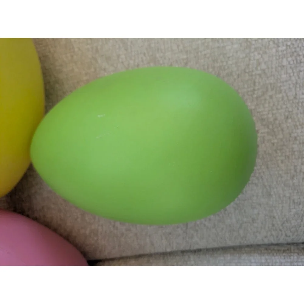 Jumbo Plastic Easter Eggs Set of 4 Pink Yellow Green 7.5‎ Inch Large Decor